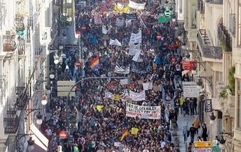 Protesta estudiantil contra los recortes