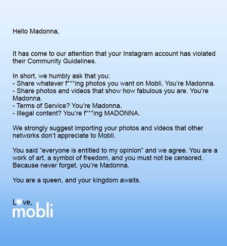 Instagram lanza un órdago a  Madonna