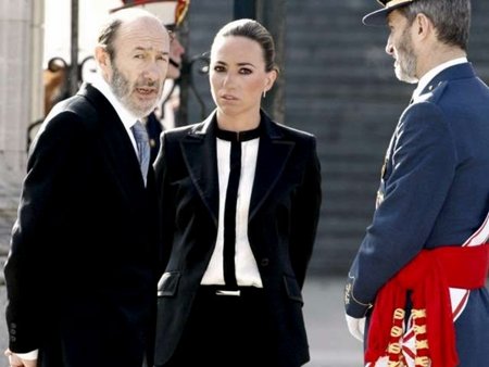 Carme Chacón el día de la Pascua militar acompañada por Alfredo Pérez Rubalcaba