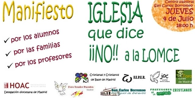 La iglesia 'chica' también dice NO a la LOMCE