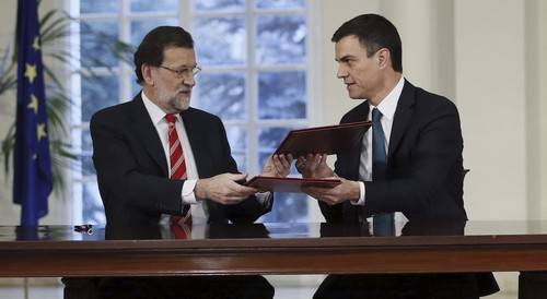 Pedro Sánchez y Rajoy alcanzan su primer pacto