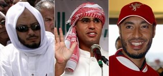 Mohammed (izquierda), Saif al Islam (centro) y Saadi (derecha). (Foto: Afp | Efe | Reuters)