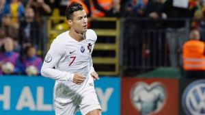 Cristiano Ronaldo a la grada del Metropolitano: 