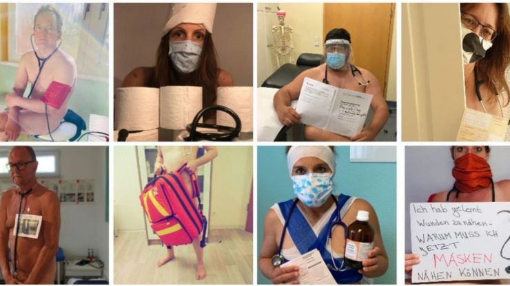 Covid-19: Médicos alemanes se desnudan en protesta por la escasez de equipos médicos de protección