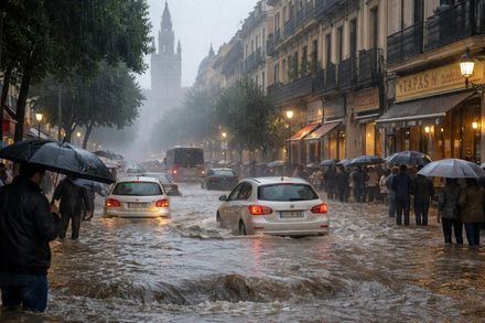La Borrasca Oriana causa estragos en Barcelona con alerta en 22 municipios andaluces por lluvias intensas