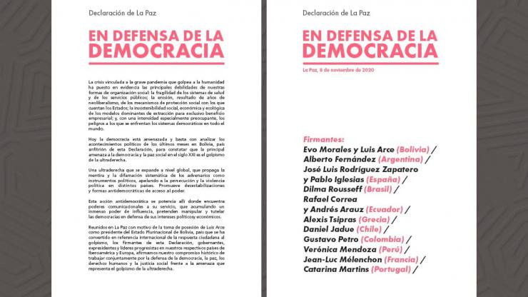 Iglesias y Zapatero impulsan la 'Declaración de La Paz' por la defensa de la democracia