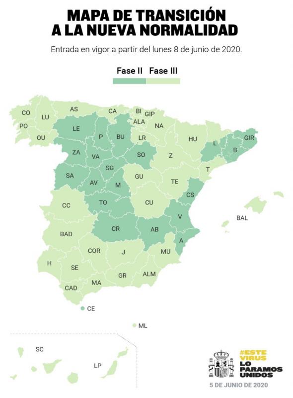 Hacia la 'nueva normalidad': Más de la mitad de España estará el lunes en la fase 3 de la desescalada