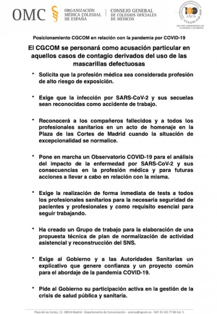 Los Colegios de Médicos consideran 'intolerable' lo ocurrido con las mascarillas y se querellarán contra Sanidad