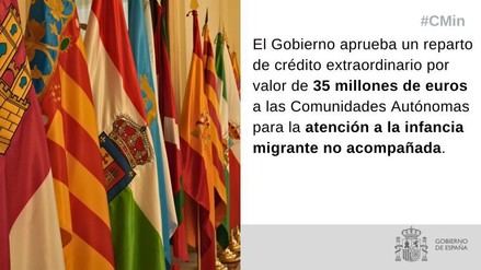 El Gobierno destina 35 millones de euros a la acogida de menores migrantes en comunidades autónomas