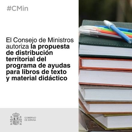 El Gobierno destina 58,5 millones para financiar libros de texto y material didáctico en centros públicos