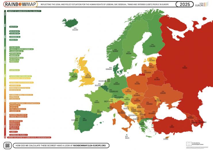España desciende en el Rainbow Map 2025 y advierte sobre retrocesos en derechos LGTBI+