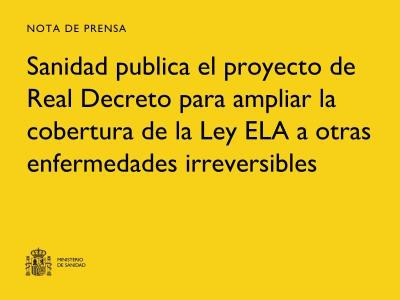 Sanidad amplía la Ley ELA para incluir más enfermedades irreversibles
